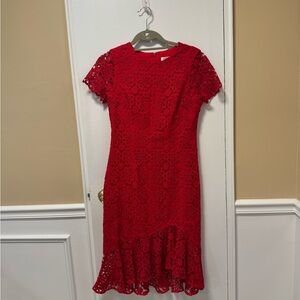 Elegant Red Eyelet Dress